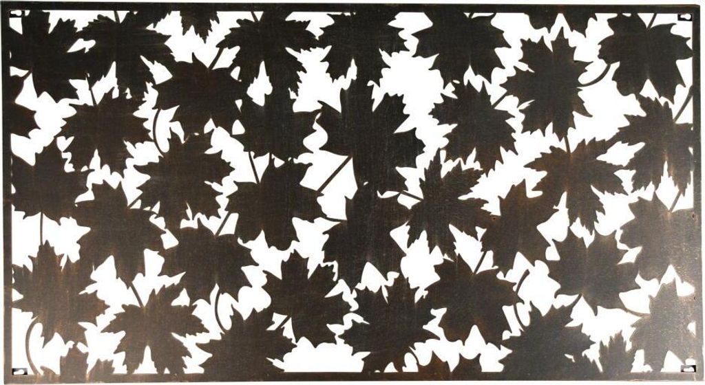 Esschert Design Wanddekoration rechteckig Blätter aus Stahl, 60,2 x 120 x 1,5 cm, Wandelement, Wandobjekt, mit Montagelochungen