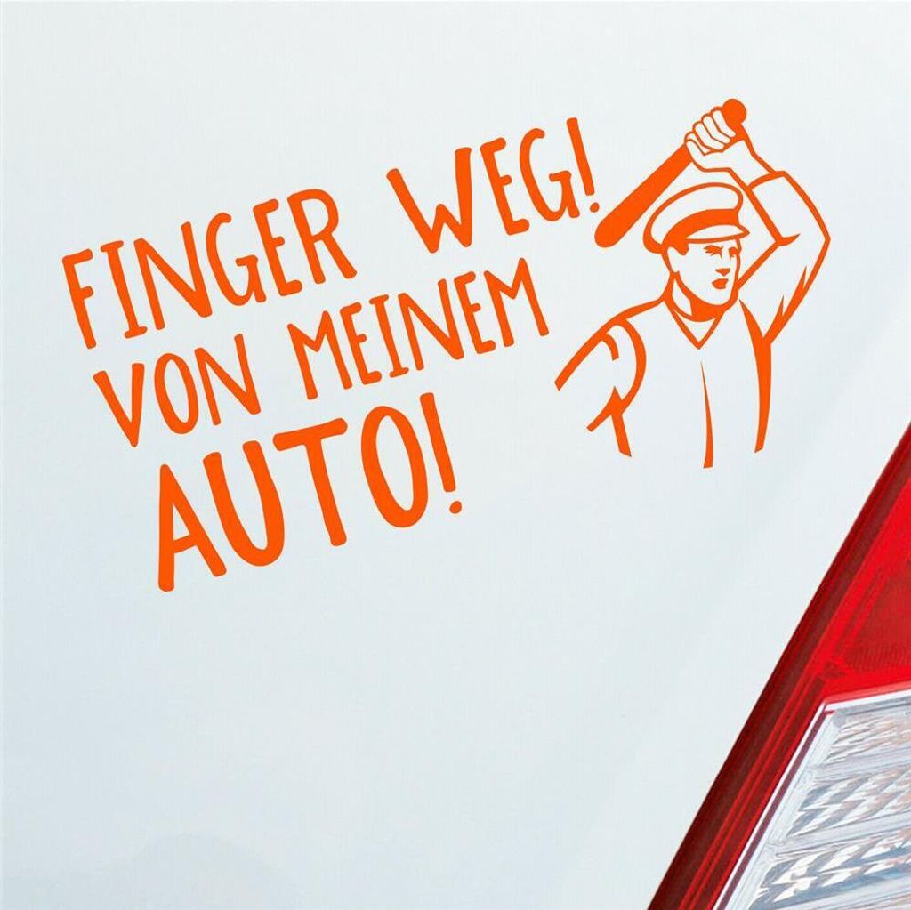 Auto Aufkleber Finger weg! von meinem Auto! Fans Car 19,5x10 cm Orange Sticker Heckscheibenaufkleber