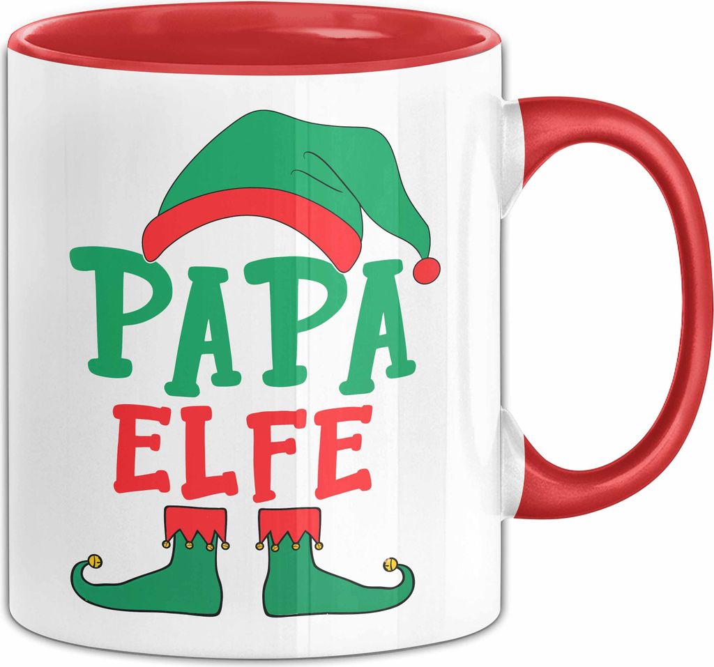 Papa Elf Tasse Geschenk Familienfeier Weihnachten Lustige Geschenkidee Geburtstag Kaffee-Becher (Rot)