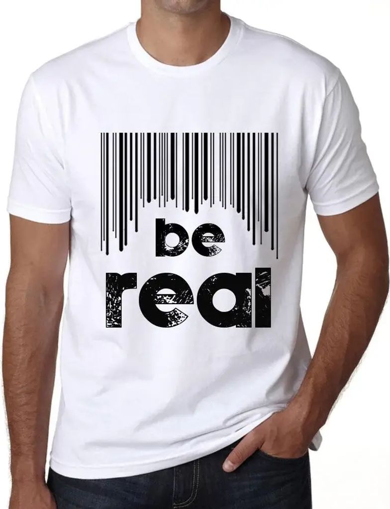 Herren Grafik T-Shirt Barcode ist echt – Barcode Be Real – Öko-Verantwortlich Vintage Jahrgang Kurzarm Lustige Druck Geburtstag Geschenk Mann