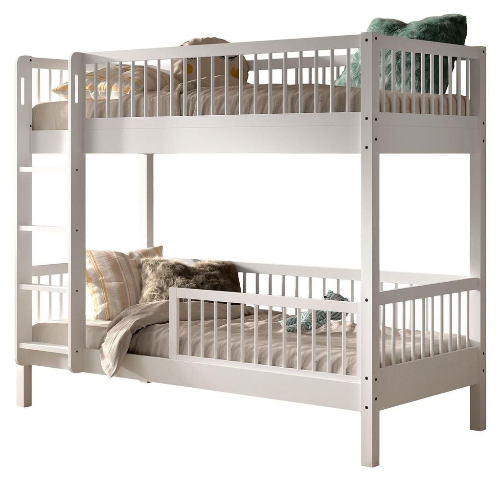 Etagenbett 90x200 Keeley Buche Kinder Weiß Massivholz Komfort