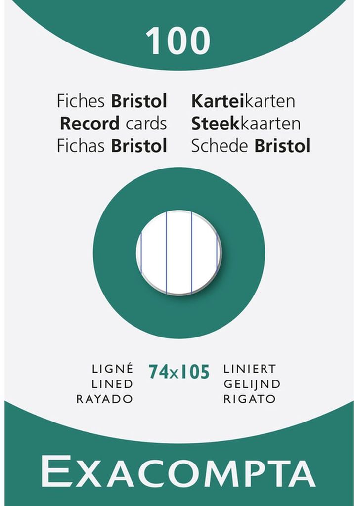 Exacompta, 100 Archivkarten, unperforiert, DIN A7, gerillt, Produktbild 