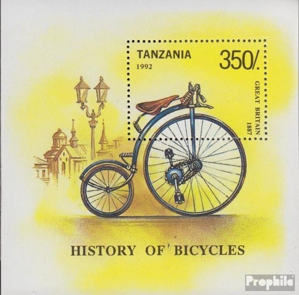 Briefmarken Tansania 1992 Mi Block209 (kompl.Ausg.) postfrisch Geschichte des Fahrrades