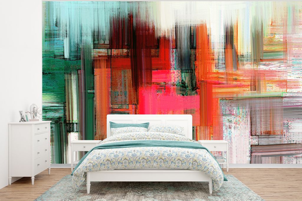 MuchoWow Fototapete für Wohnzimmer oder Schlafzimmer Wandtapete Vinyl Motivtapete Ölgemälde - Abstrakt - 400x300 cm - Papiertapeten