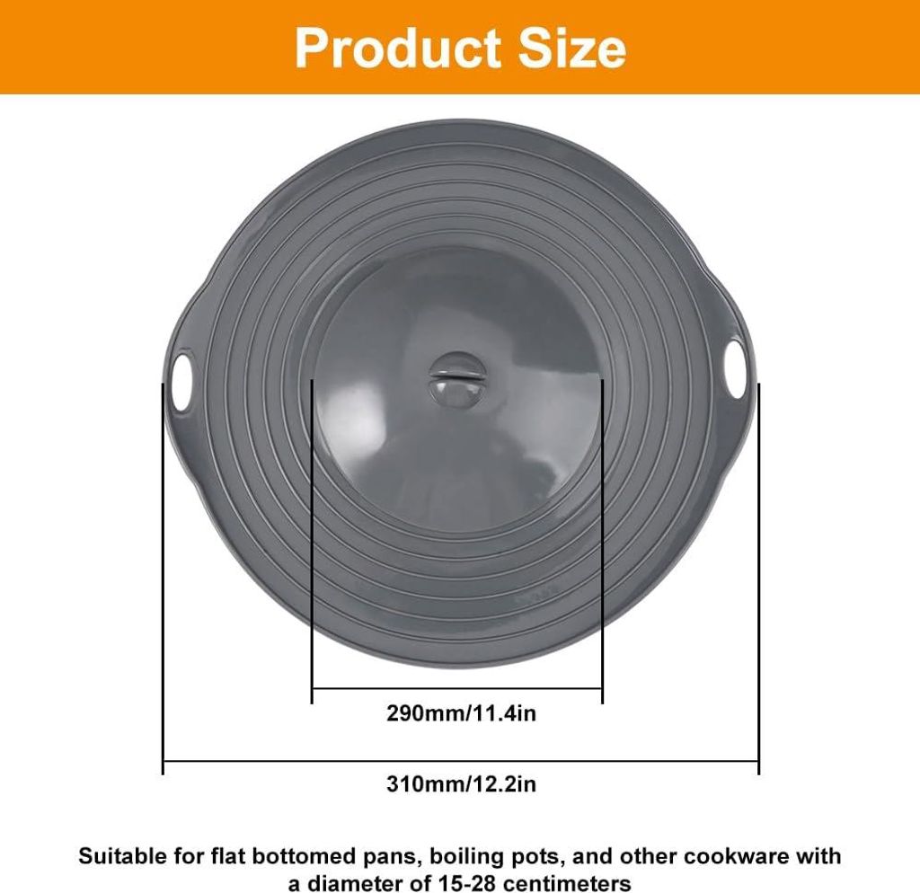Silikon Überkochschutz, 29 Cm, Spritzschutz Für Töpfe Mit 15–28 Cm Durchmesser, Für Herd Und Mikrowelle