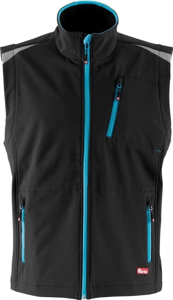 FORTIS Weste 24 schwarz/türkis,Gr.3XL, Größe:3XL, Farbe:schwarz/türkis