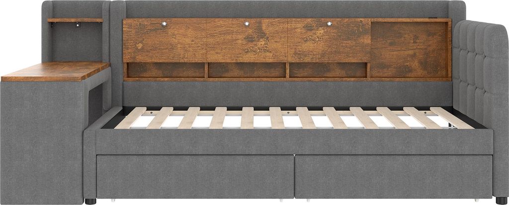 Flieks Polsterbett 90x200cm mit Schreibtisch, Tagesbett Produktbild 