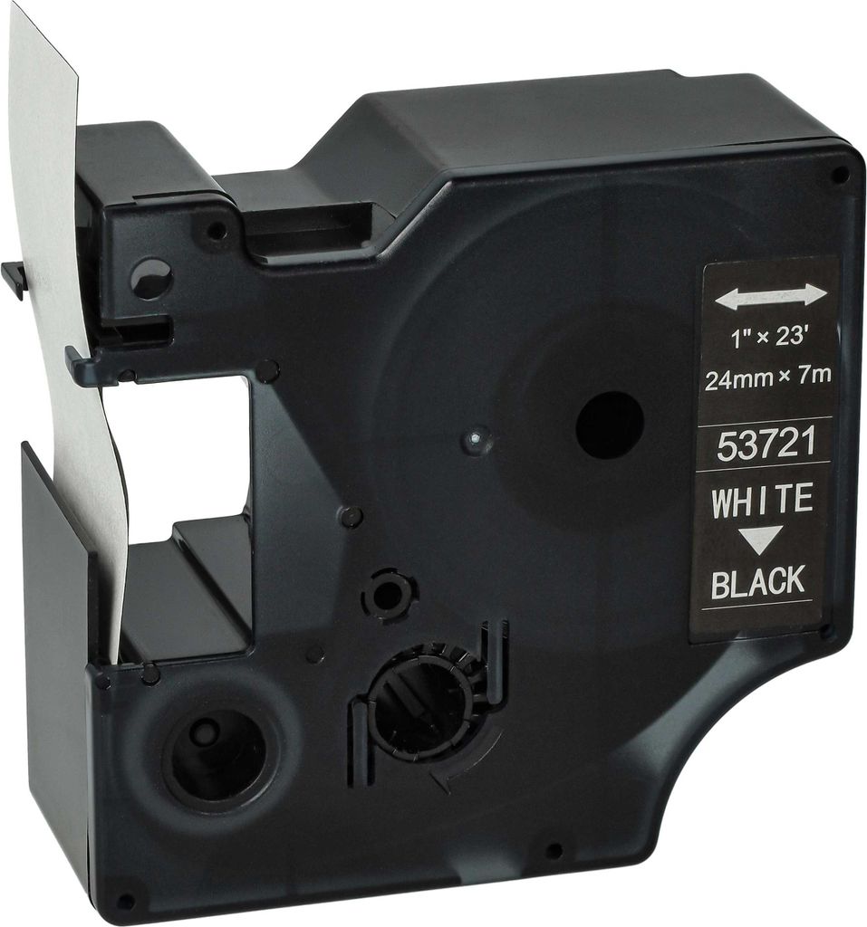 vhbw Schriftband-Kassette kompatibel mit Dymo LabelMaker PC2, PC Etiketten-Drucker 7m x 24mm Weiß auf Schwarz