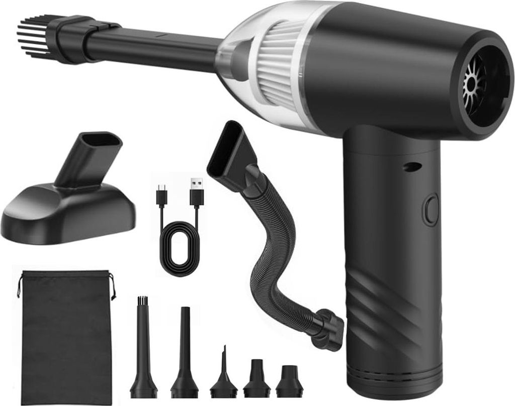 Kraftvoller Staubsauger, 7000 Pa Saugdruck, drei Geschwindigkeiten, allrounder, mobiles Gerät für Haus & Auto (sechs Extras, Akkustandanzeige)