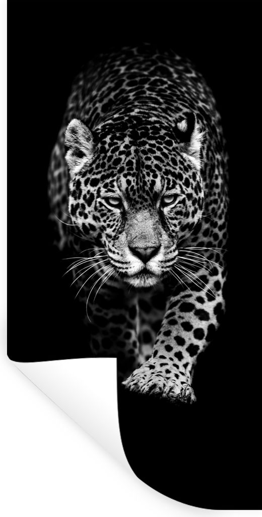 MuchoWow Wandtattoo Wandsticker Wandaufkleber Tiere - Schwarz - Leopard - Weiß - Wild 80x160 cm Selbstklebend und Repositionierbar - Sticker - D...