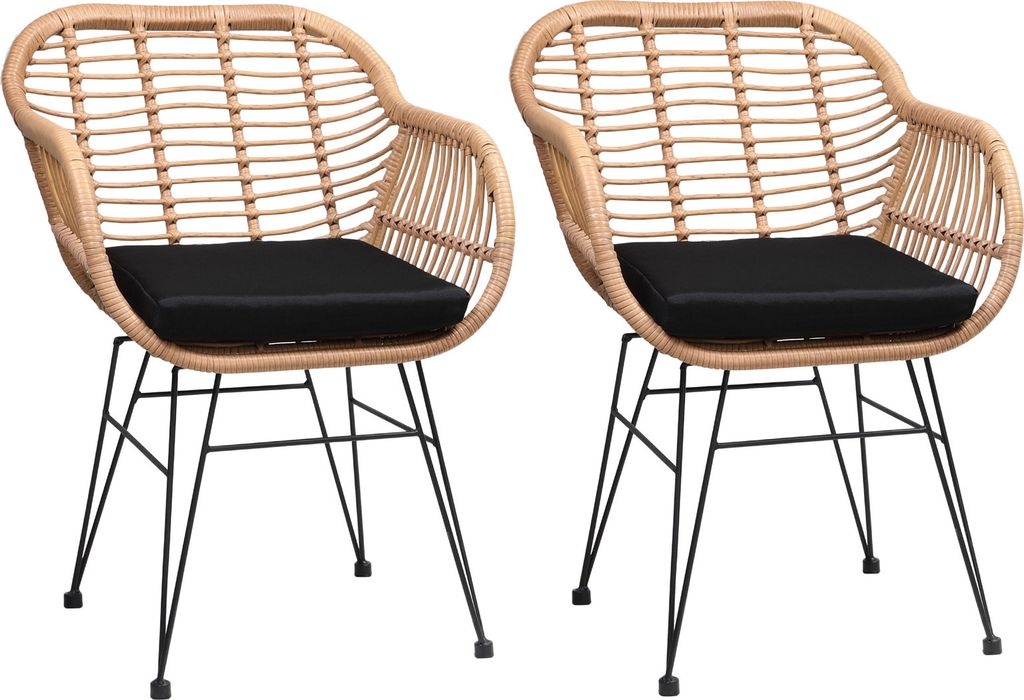 CASARIA® Gartenstühle 2er Set Polyrattan inkl. Auflage Produktbild 