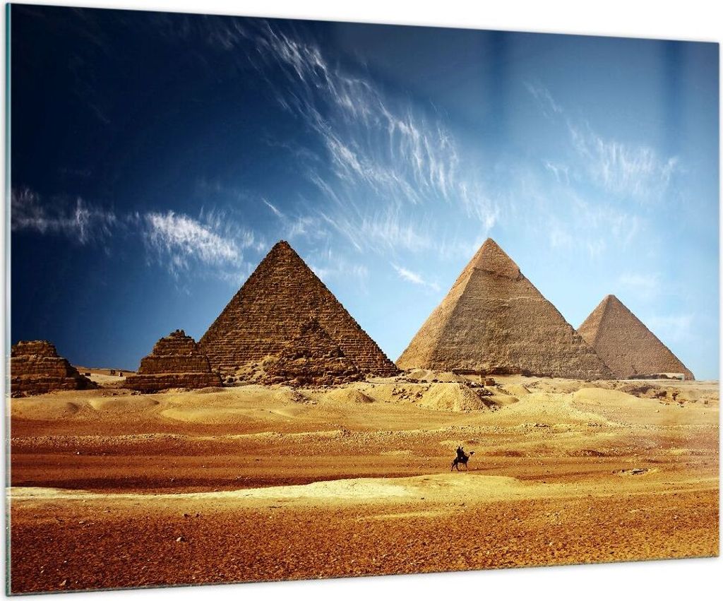 Bilder auf glas - Pyramide Wüste Sand - 100x70cm - Glasbilder - Wandbilder - Kunstdruck - zum Aufhängen bereit - Wanddekoration aus Glas - Glas B...