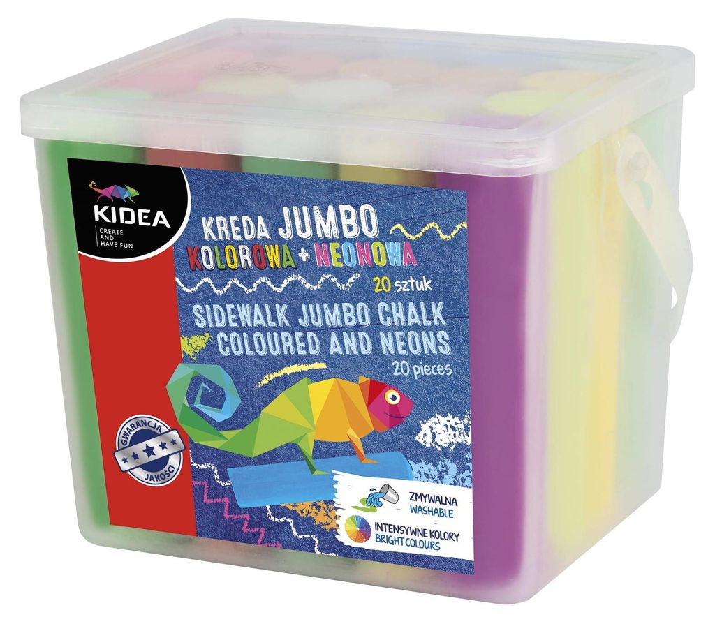 Barevná a neonová křída Jumbo 20 kusů Kidea Obrázek produktu 
