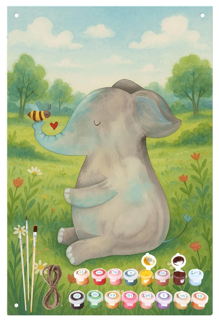 Mr. & Mrs. Panda Malen nach Zahlen Elefant Biene Design - Weiß - Geschenk, zahlenmalerei, Hochzeitsgeschenk, Blechtafel, Gute Laune, set, Metallsc...