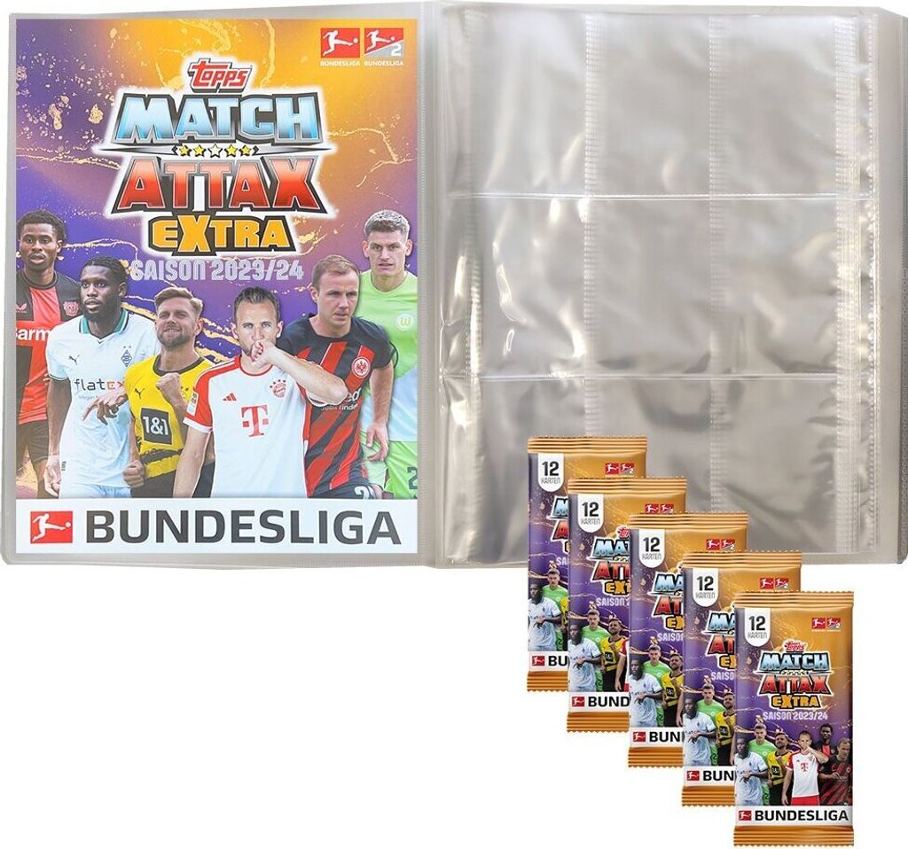 Topps Match Attax EXTRA Bundesliga 2023/24 - 1 Leere Sammelmappe + 5 Booster