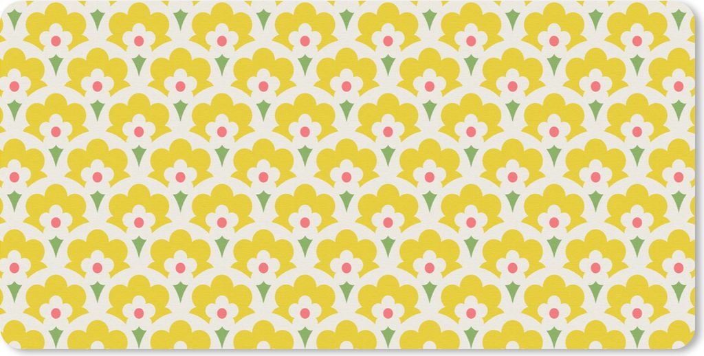 MuchoWow Mauspad Mousepad Design - Retro - Siebziger Jahre - Gelb 60x30 cm - Mousepads - Maus Mat - Pad - Mausunterlage - Nachhaltig