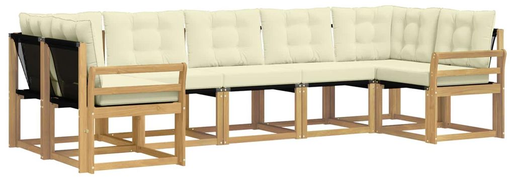 vidaXL Outdoor-Sofagarnitur mit Kissen 7 pcs Weiß und Creme