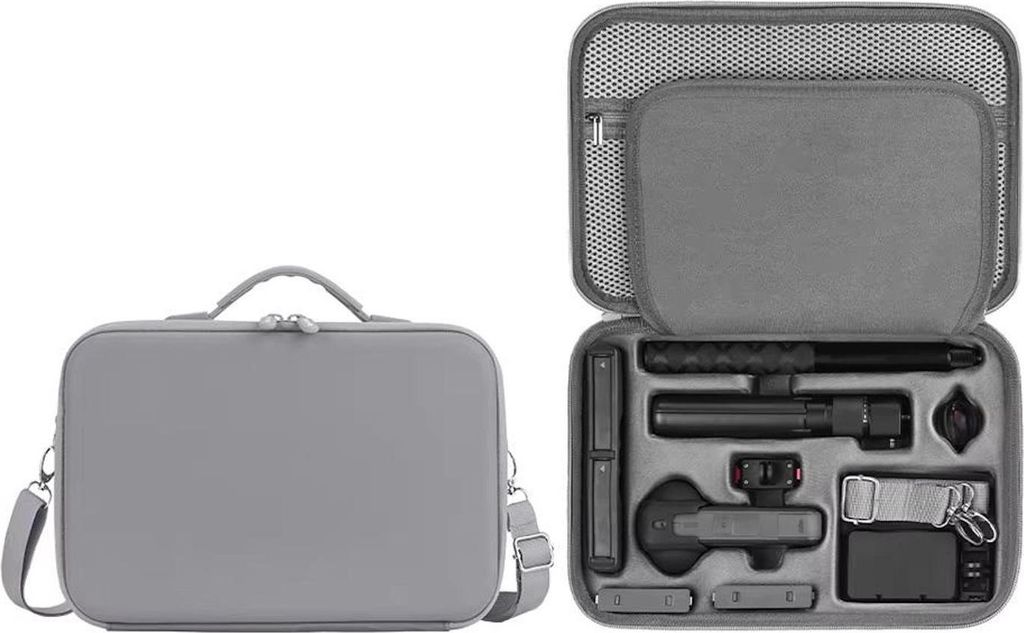 Für Insta360 X5 Flymile All-in-One Schultertasche Kunstleder + Elasthan Case Grau