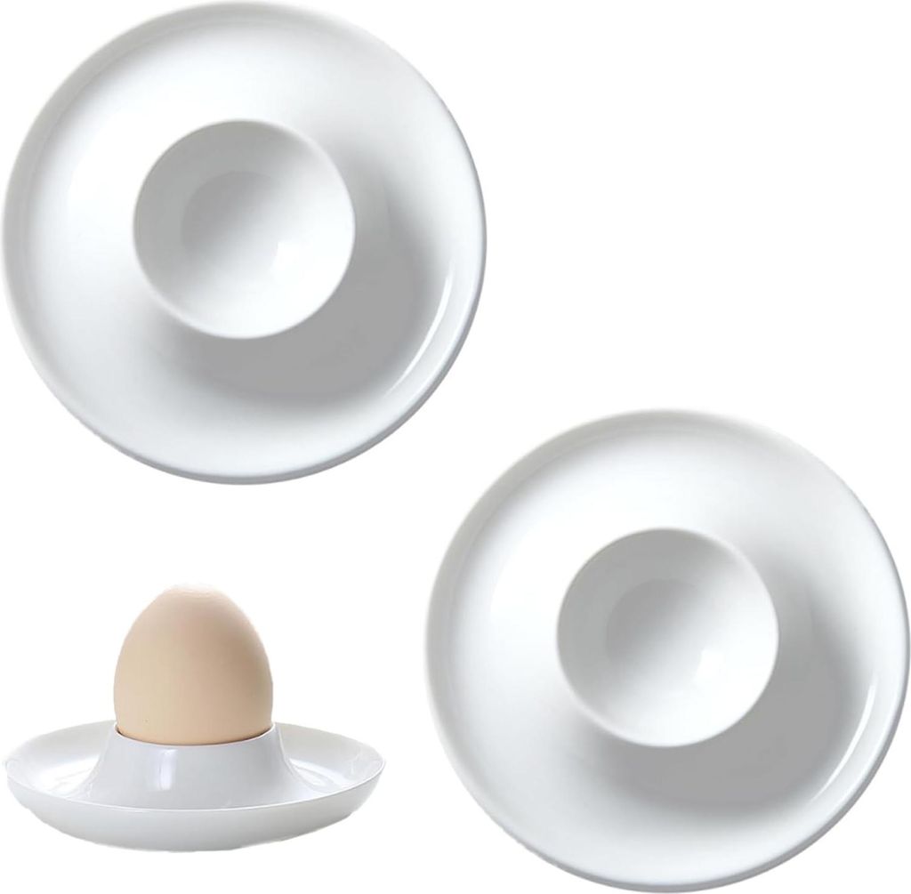 Porzellan Eierbecher - Set aus 2 Stück - Weiße Eierhalter für gekochte Eier - Für Küche und Restaurant geeignet