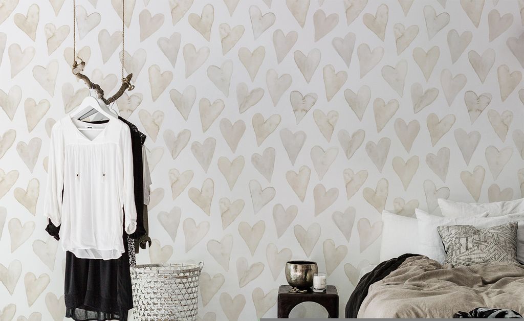 Coloray Fototapete 290x290 cm Latextapete Magicstick - Subtile Herzen Girly.