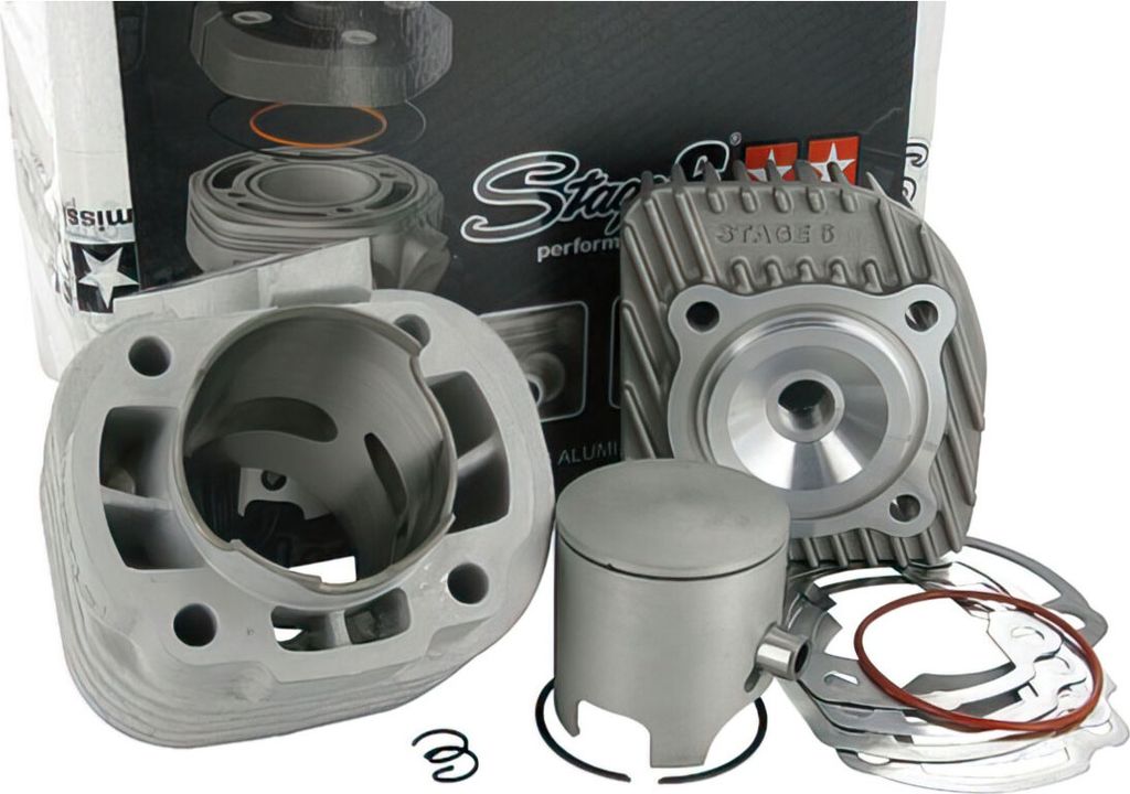 stage6 sport pro mk2 aluminium 70cc zylinderkit mit 47,6mm bohrung und 10mm kolbenbolzen für horizontale minarelli-motoren.