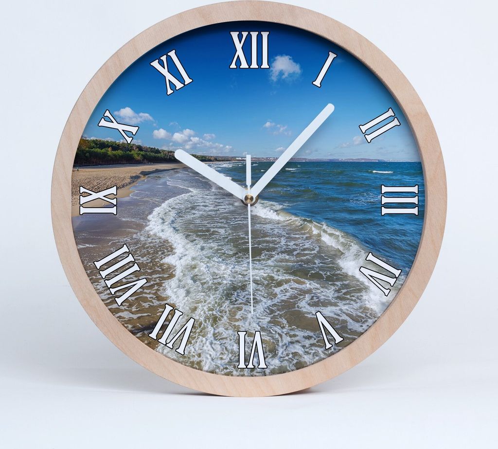 Holzuhr 25fi cm wanduhr - weiße Spitzen - Ostsee
