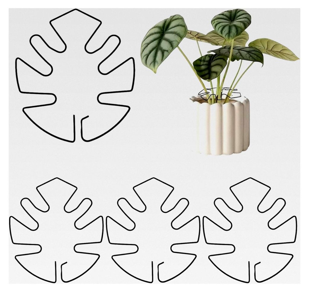4er Set Pflanzenstützen aus Metall mit Blatt-Design, Rankhilfe und Stängelstütze für Monstera Zimmerpflanzen, Dekorative Pflanzenhalter für In...