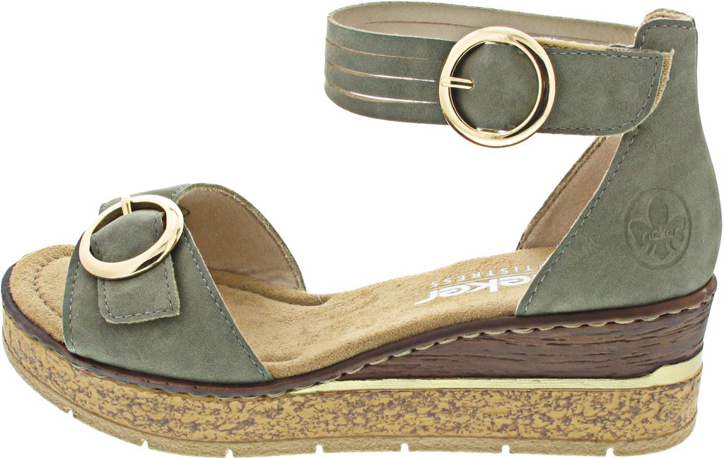 Rieker Damen Sandalette mit Fesselriemen und Keilabsatz Produktbild 