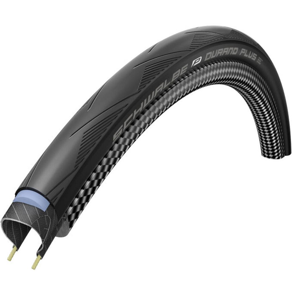 A bicycle tire shown in a studio setting against a white background.