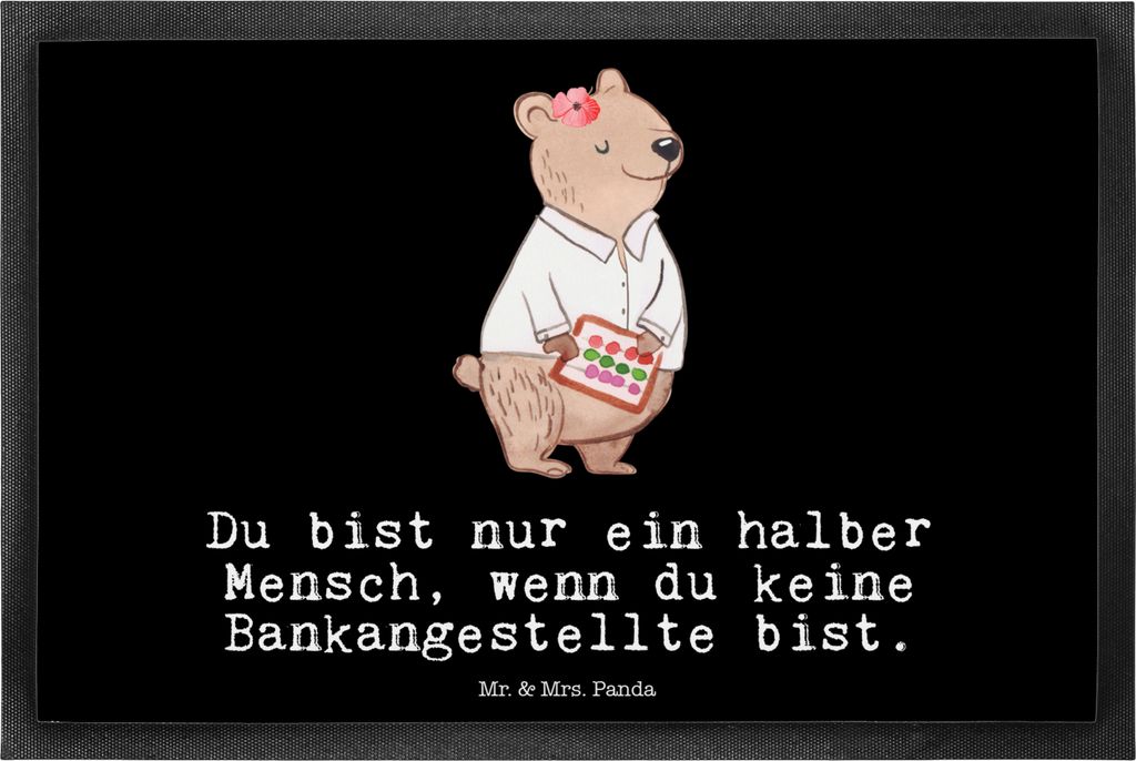 Mr. & Mrs. Panda fußmatte Bankangestellte Herz 40 x 60 cm - Schwarz - Geschenk, Beruf, Schmutzfangmatte, Spruch, abstreifer, Bankberaterin, Schmut...