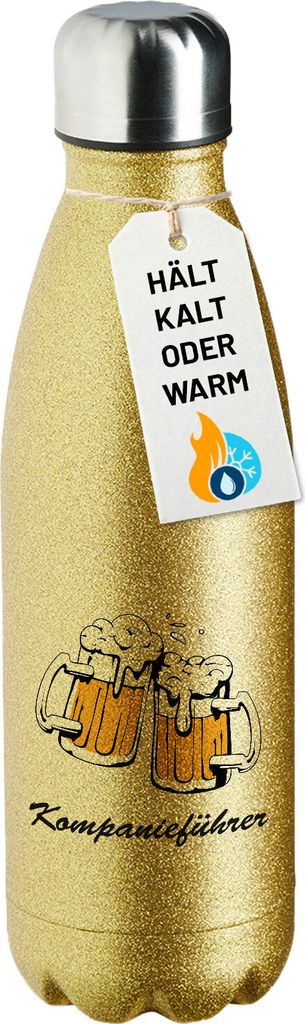 Huuraa Trinkflasche Kompanieführer Schützenfest 500ml Gold Edelstahl Wasserflasche Trinkflasche Geschenkidee