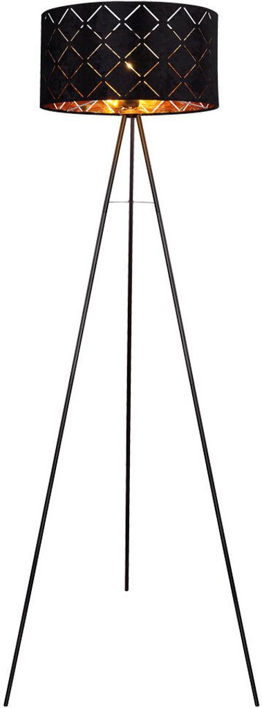 Stehleuchte, Textil, schwarz-gold, Stativ Gestell, H 149cm