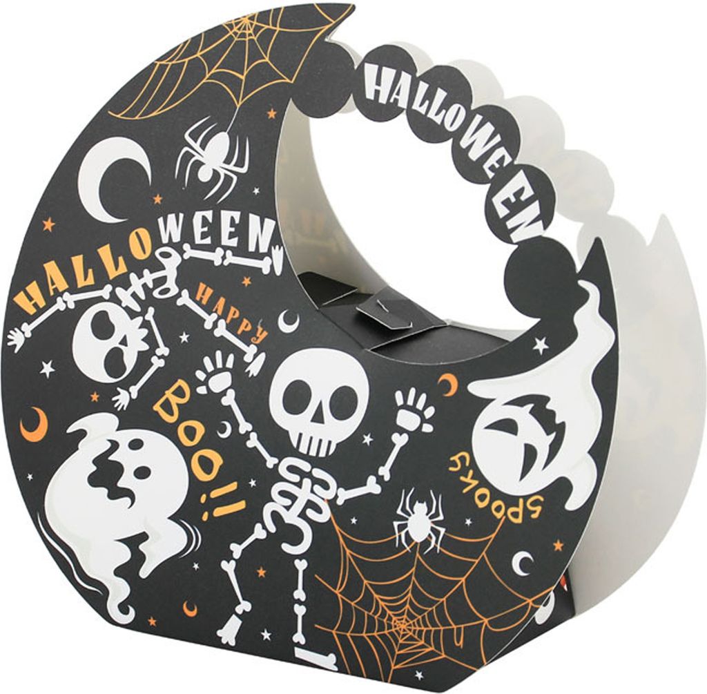 10pcs Halloween Candy Box Moon Form Kürbis Schwarz Katze Geister Hexen Skelett Papier Schokolade Keks behandeln Snack Goodies Kuchen Verpackung Bo...