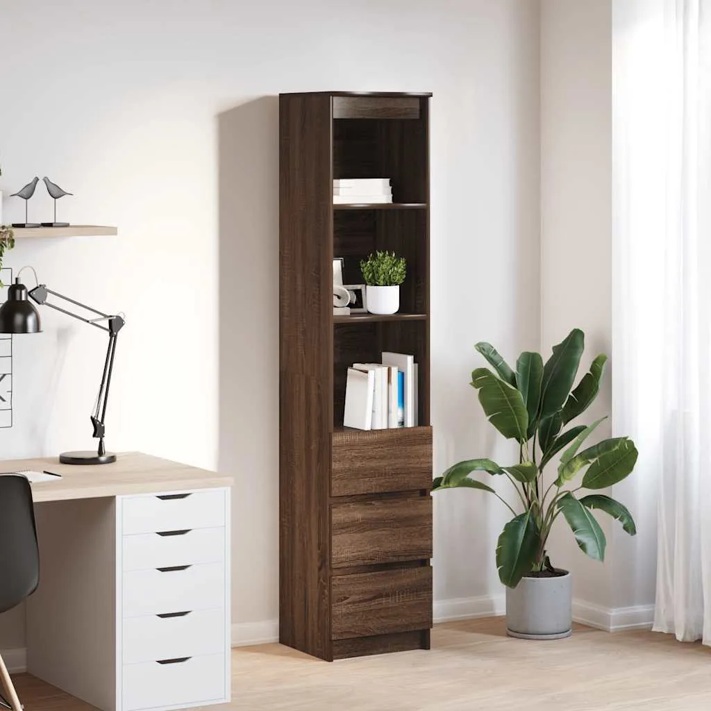 Maison Exclusive - Credenza alta effetto rovere marrone 37,5x35x180 cm Materiale ligneo