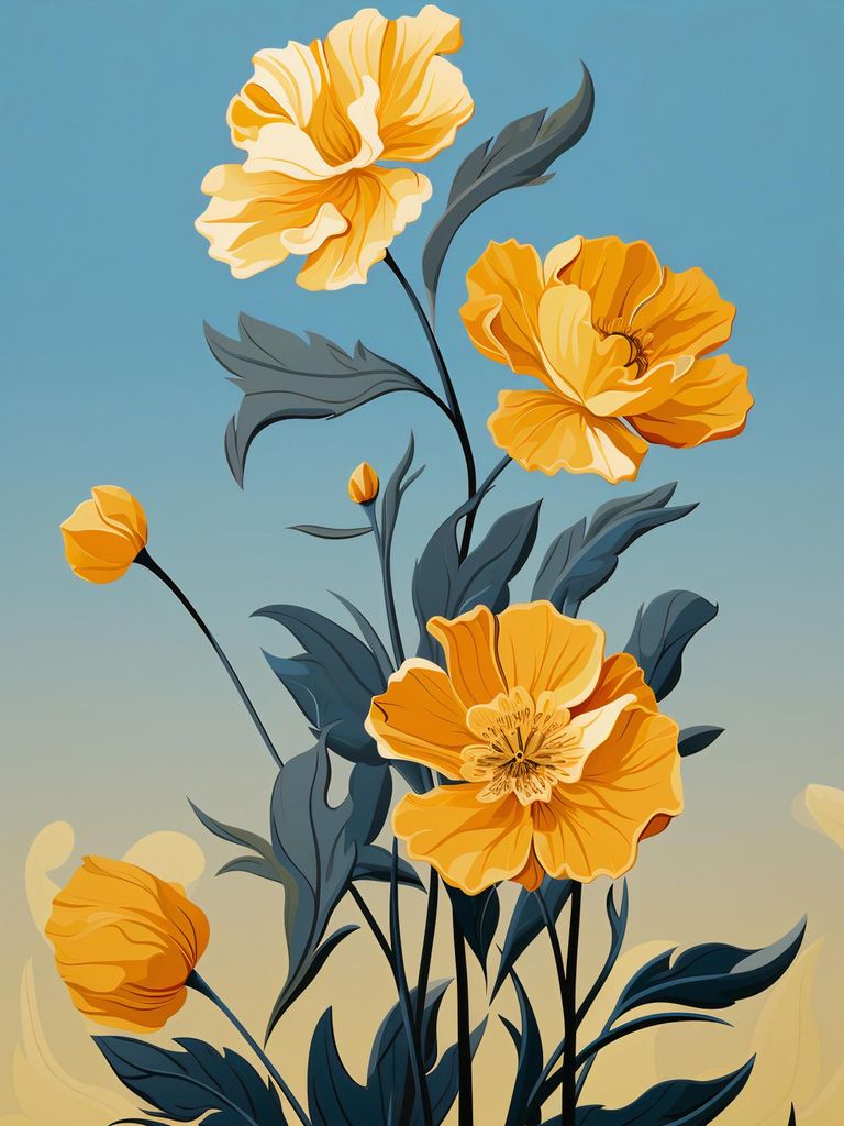 Plakat 15x20cm Goldene Blumenmorgen