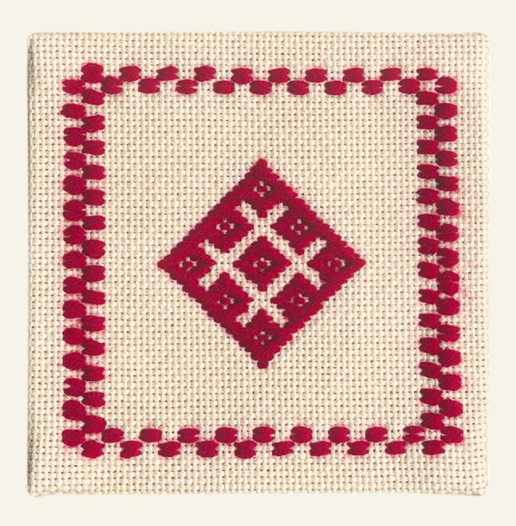 Olympus Kogin Stickpackung "Starter Set für Anfänger, rot", Zählmuster, 10x10cm, Original aus Japan