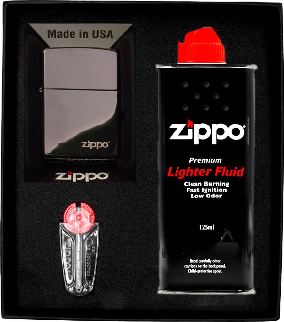 Feuerzeug-Set ZIPPO EBONY LOGO Geschenk No1