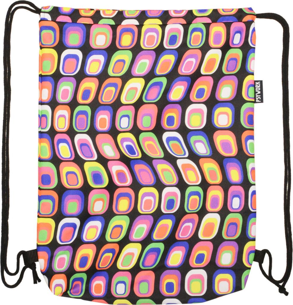 PSYWORK Schwarzlicht Turnbeutel Rucksack Neon Neon Retro UV-aktiv Tote Bag Stoffbeutel Stofftasche