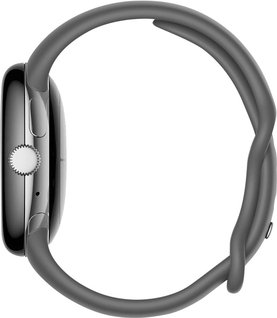 GOOGLE Smartwatch Pixel Watch 4G Polished Silver Sportarmband Charcoal