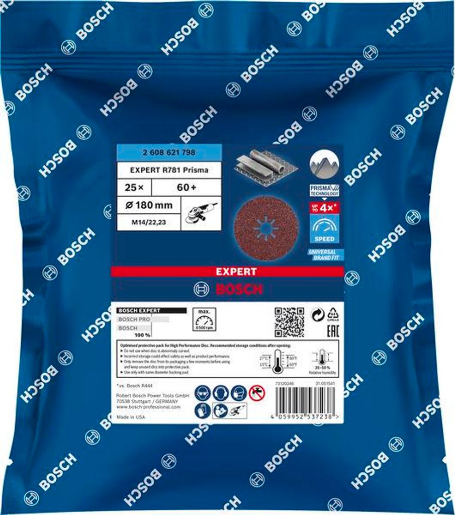EXPERT R781 Fiberscheibe, 180mm, K60, 25-tlg.