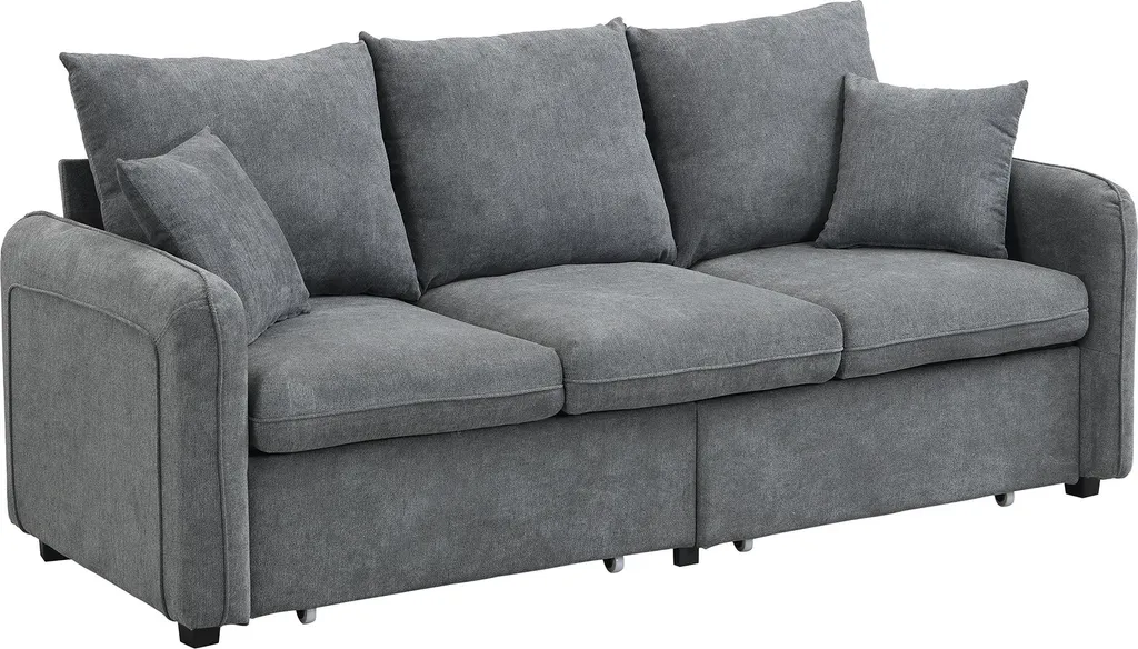 Canapé convertible en chenille avec rangement et pouf modulable Sweiko - 13