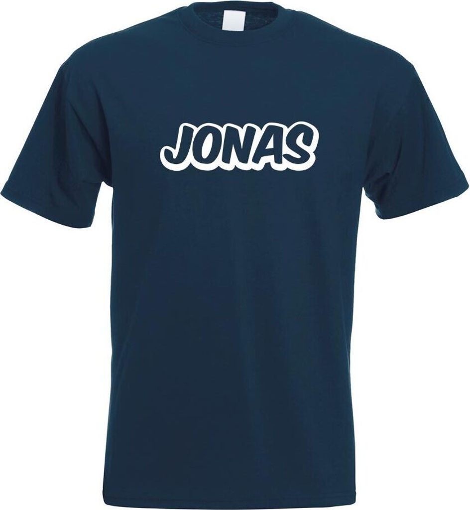 Kiwistar - T-Shirt - Navy - Jonas Vorname Jungen Motiv Bedruckt Funshirt Design Print - mit Motiv Bedruckt - Funshirt Design - Sport - Freizeit - H...