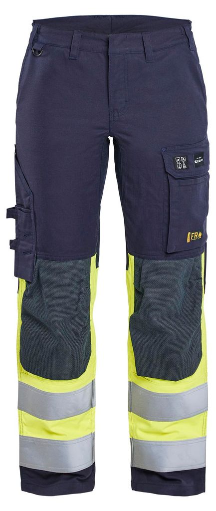 Blakläder Damen Multinorm Arbeitshose Inhärent mit Stretch 7187, Farbe:Marineblau/ High Vis Gelb, Größe:C36
