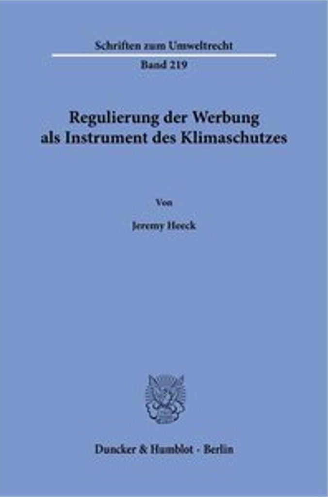 Regulierung der Werbung als Instrument des Klimaschutzes