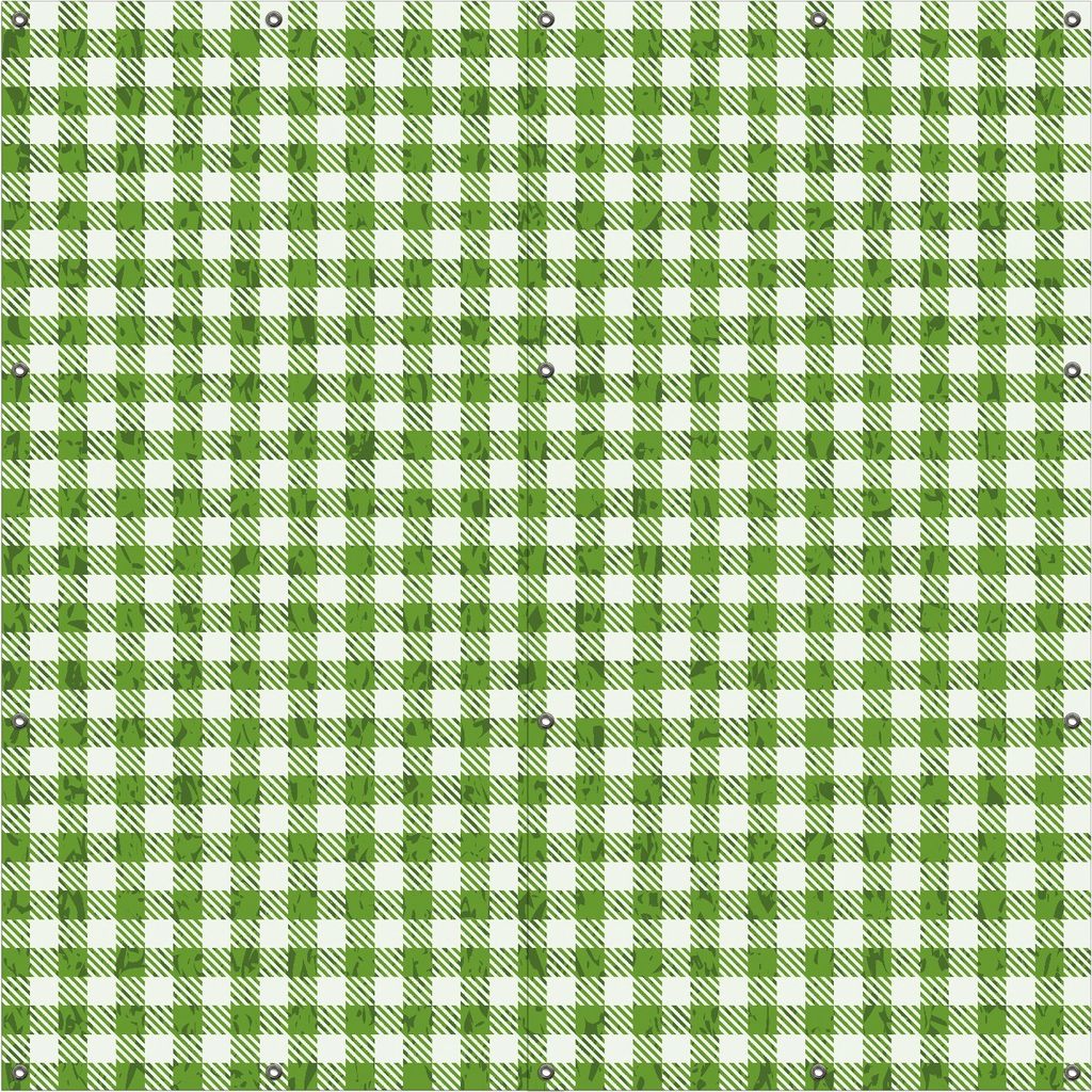 Wallario Outdoor-Poster für Garten oder Balkon, Motiv Muster einer Tischdecke in grün und weiß kariert, in ca. 180 x 180 cm