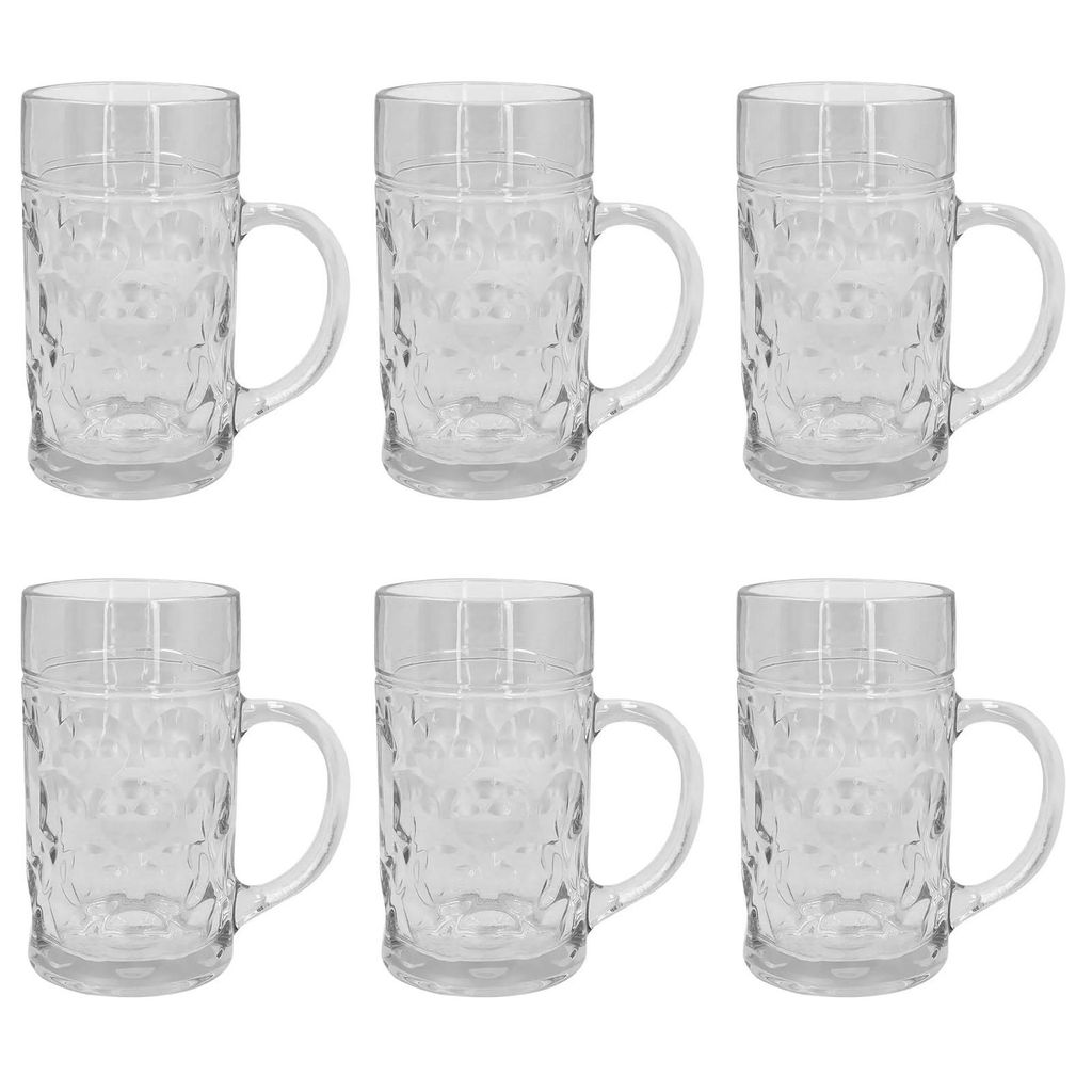 6er Set Maßkrug 1 Liter aus robustem Glas Klassischer Produktbild 
