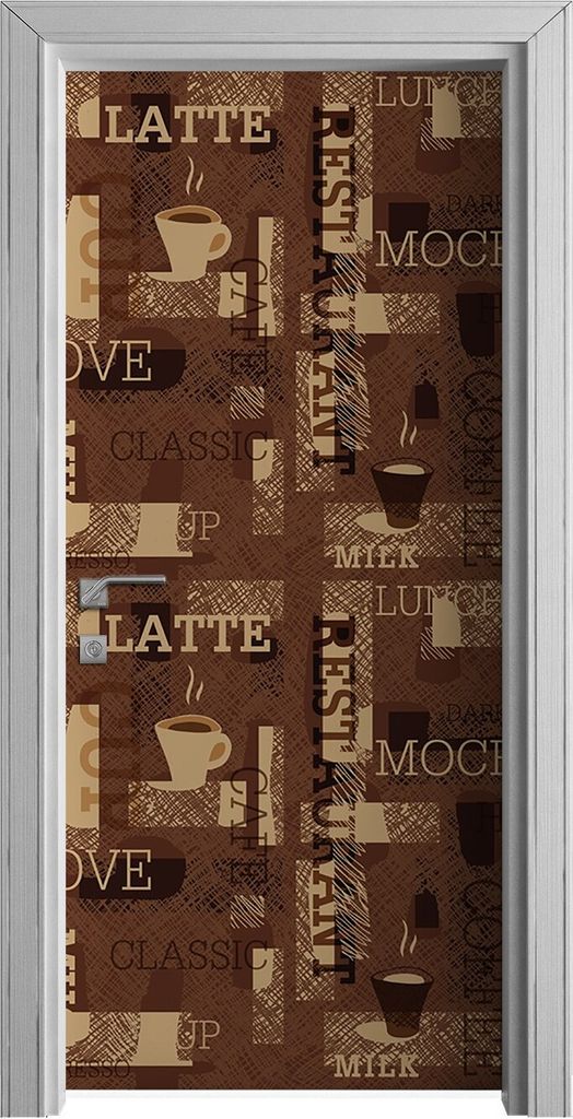 Tür Selbstklebende 90x210 cm Türfolie Türtapete Klebefolie - Kaffee Mokka Liebe