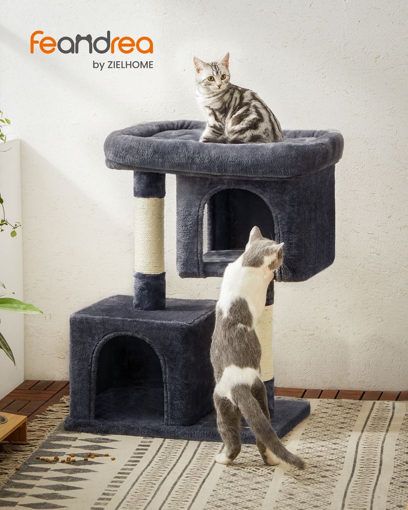 FEANDREA škrabadlo, L kočičí strom, se 2 domečky, 80 cm, Obrázek produktu 