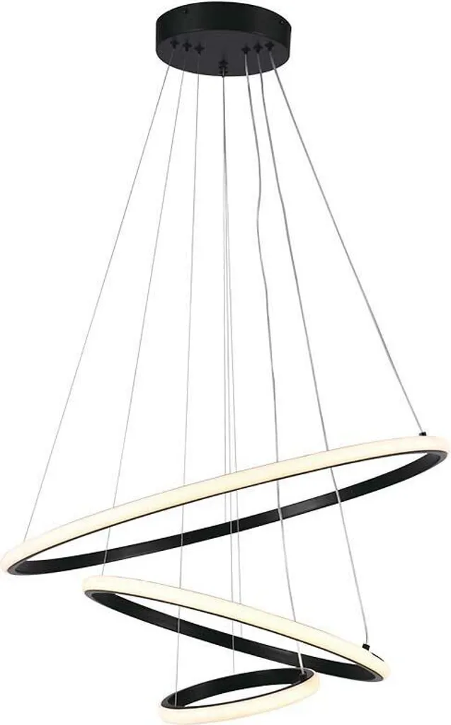 Suspension LED 3 anneaux 3000K noir mat intensité lumineuse idéale