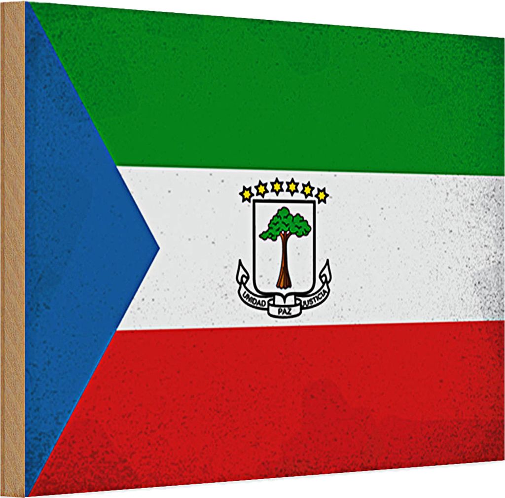 Holzschild Flagge Äquatorialguinea 30x20cm Flag Vintage